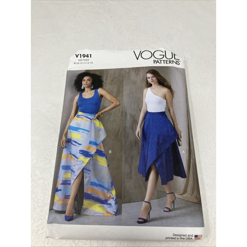 V1941 Vogue Pattern Size 8-16 Easy Full Asymmetric Skirt Uncut